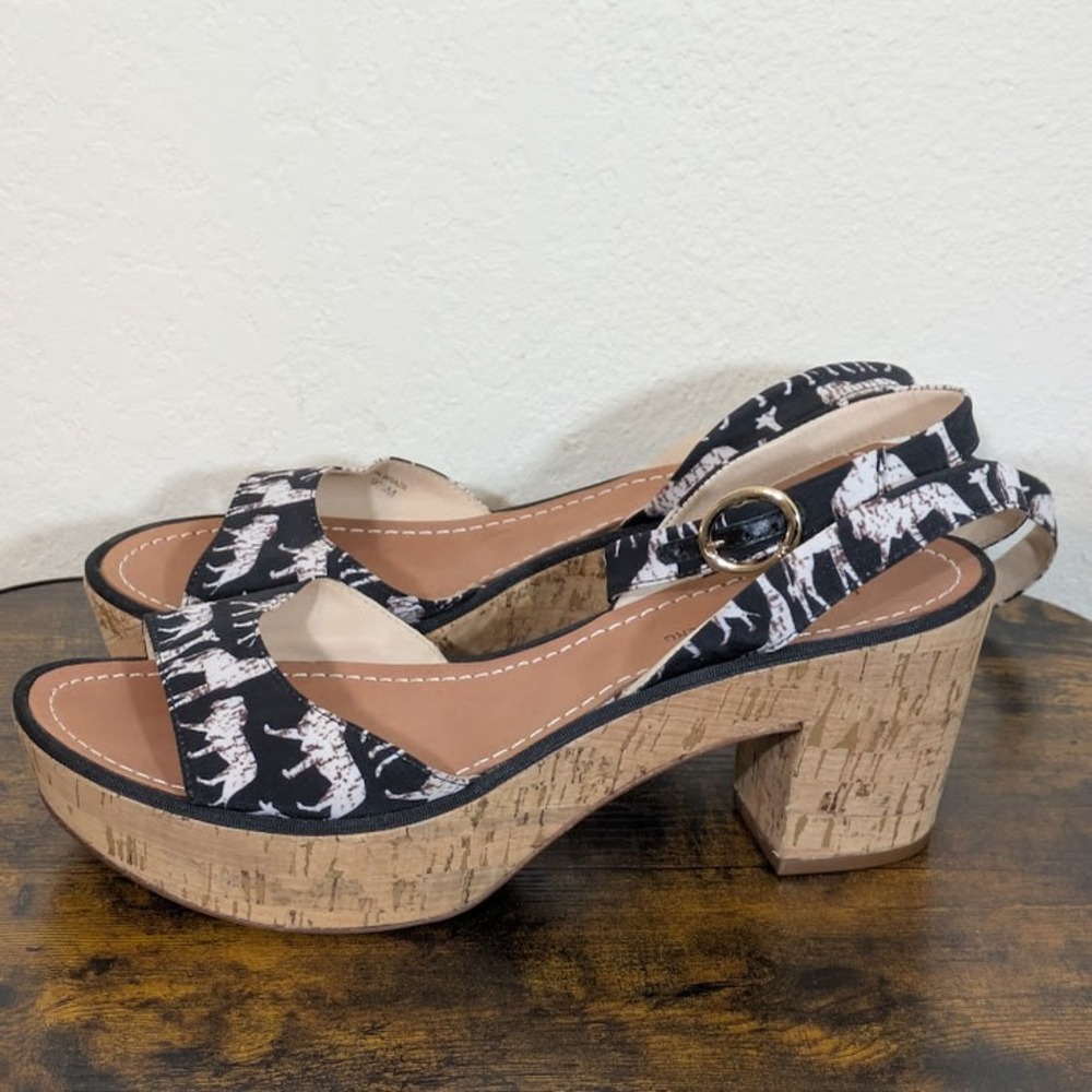 Diane Von Furstenberg Odelia Platform Sandals‎ Animal Print Crisscross 9.5M - Picture 3 of 13